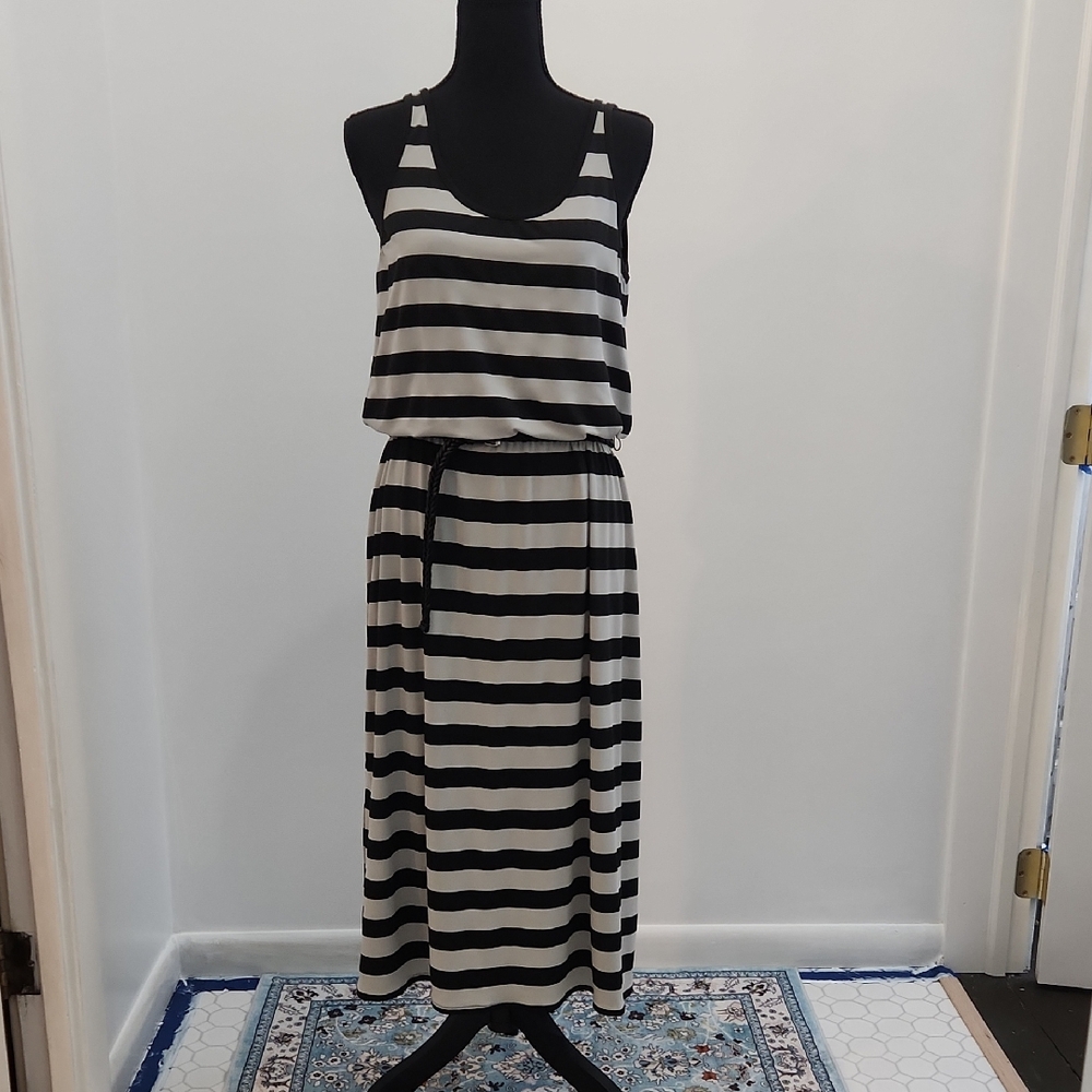 Black and White Striped Maxi Dress